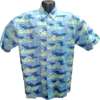 Blue Sportsfishing Boats Hawaiian Shirt by Rum Reggae